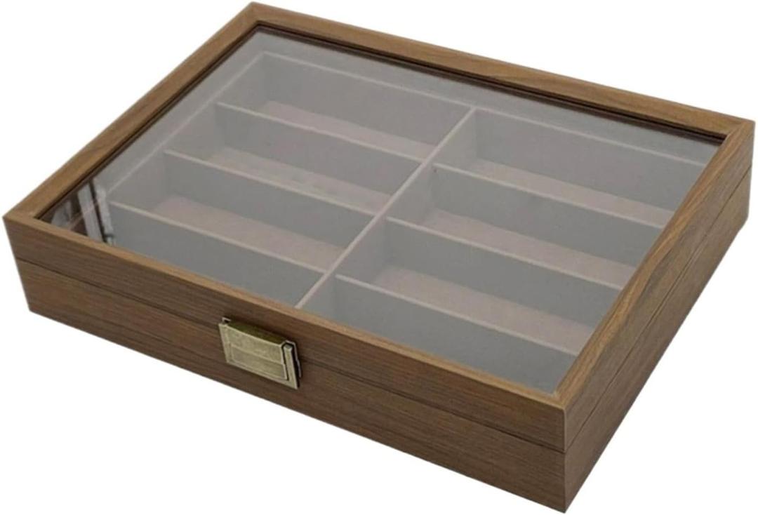 LYAFNG Sunglasses Organizer Wooden Sunglasses Organizer Box 8 Grids Handheld for Family Room Exhibition for Storing Glasses