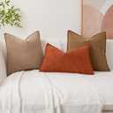 Kevin Textile Waterproof Decorative Pillow Covers Brown 18x18 Inch Pack of 2 Soft Boucle Textured Throw Pillowcases Elegant Accent Pillows for Couch Sofa Chair Bed Home Decor Indoor Outdoor