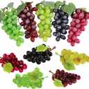 Supla 10 Pack Assorted Artificial Grapes Frosted Grape Clusters Decorative Grapes Bunches Rubber Grape Bundles in Black Purple Red Green for Vintage Wedding Favor Fruit Wine Dcor Faux Fruit Props
