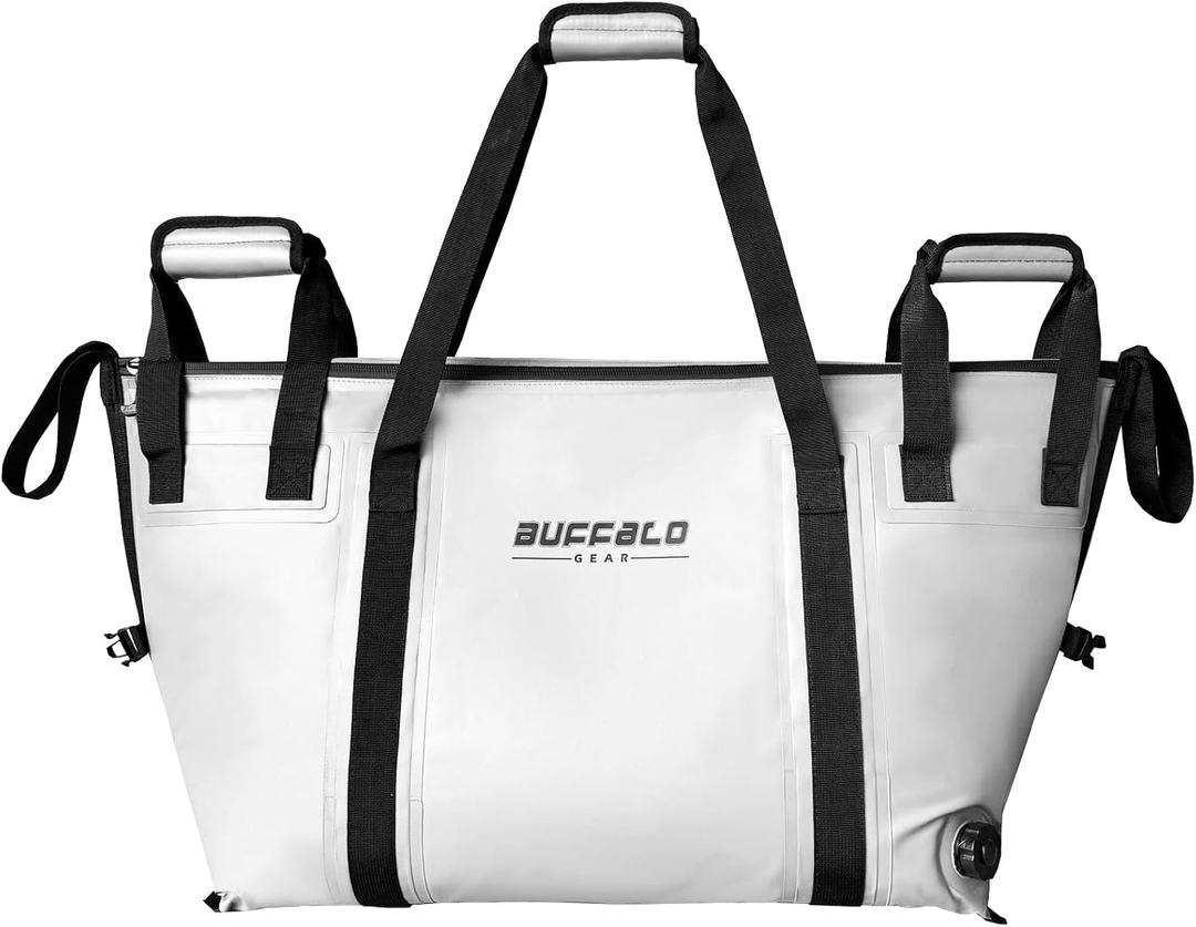 Buffalo Gear Insulated Fish Cooler - 27.5QT 58QT Waterproof Flat Bottom Bag, Leakproof and Fishing Kill Bag, 35.5*11.8*17.7"