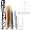 Fikoksol Cutting Board Organizer and Baking Sheet Rack, [2-Pack] White Heavy Duty Metal Cookie Sheet Organizer for Cutting Board Storage & Plate Holder for Cabinet, Tray Dividers for Cabinets