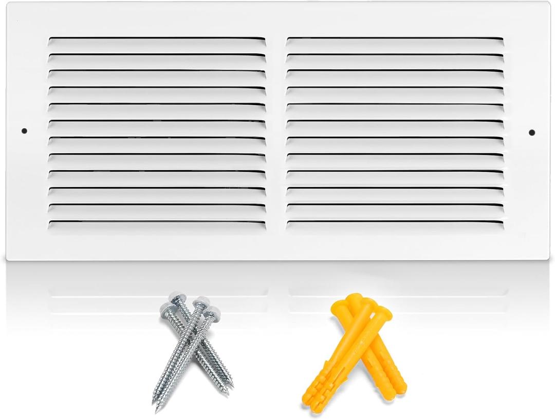 14"W x 6"H [Duct Opening Size] Steel Return Air Grille | HVAC White Rust-Resistant Vent Cover for Wall & Ceiling, AC Cold Air Return, Overall Dimensions 15.75"W x 7.75"H