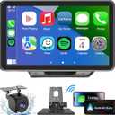 Portable Wireless with Apple CarPlay and Android Auto Screen for Car, 7" HD Touch Screen Car Stereo with Mirror Link, Bluetooth 5.2, Backup Camera, AUX,FM Transmitter for All Vehicle