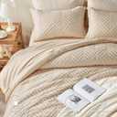 Zzlpp Queen Comforter Set 7 Pieces, Beige Bed in a Bag Queen Size, Tufted Boho Bedding Set with 1 Comforter, 2 Pillow Shams, 2 Pillowcases, 1 Flat Sheet, 1 Fitted Sheet