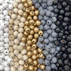 Round Wood Beads 10mm x 9mm Diameter with 3mm Hole, Farmhouse Mix, 500