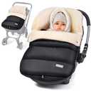Orzbow Winter Baby Car Seat Cover, Universal Car Seat Bunting Bag for Babies with Adjustable Zipper, Removable Car Seat & Stroller Footmuff to be Blanket, Carseat Cover with Warm Berber Fleece, Black
