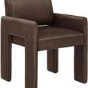 Modway Daven Fully Upholstered Vegan Leather Dining Chair in Espresso Mid-Century Modern Faux Leather Accent Chair with Cushioned Seat for Living Room, Office, Bedroom