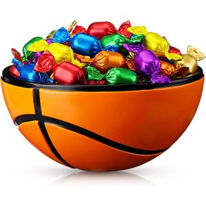 Reallnaive 1 Pcs Basketball Shaped Snack Bowl Basketball Serving Tray Reusable Charcuterie Bowl Resin Appetizer Serving Dish for Candy Chip Popcorn Sport Birthday Party Decoration Tailgate Dinner