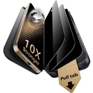 ESR Accessory Glass by Corning 3 Pack 9H+ Glass for iPhone 16 Pro Max Privacy Screen Protector, Military Grade Shatterproof & Durable with UltraFit Tray