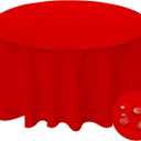 BYDOLL Table Cloth Round 48 Inch Tablecloth Fits Max38 Inch Diameter Top,Red Washable Outdoor Winkle and Stain Resistant Spillproof Polyester Tablecloths for Round Tables Party Cover