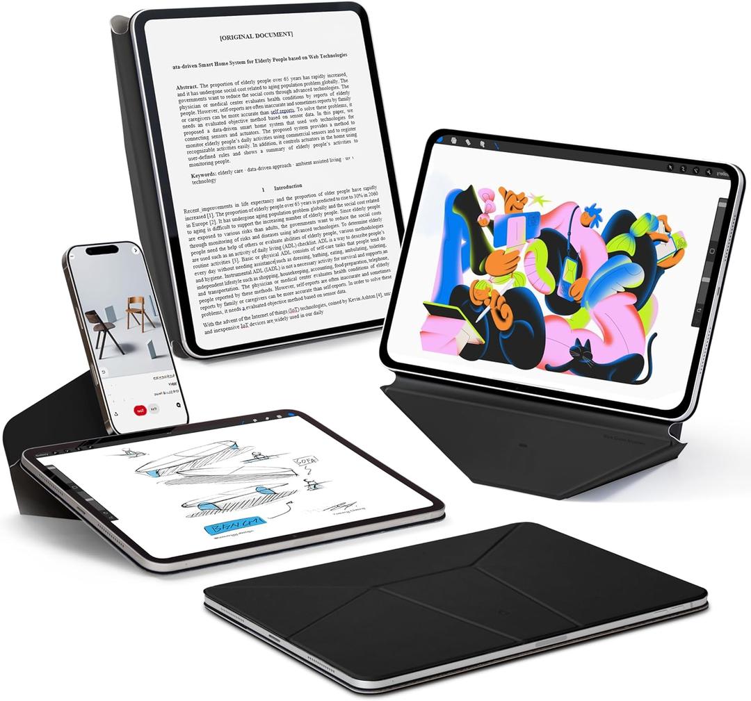 MOFT Dynamic Folio Case for iPad Pro 11- inch (M4) 2024 5th Gen, Silm Magnetic Stand Case with 20+ Viewing Angles, Auto Wake/Sleep, Ultra Thin,Jet Black