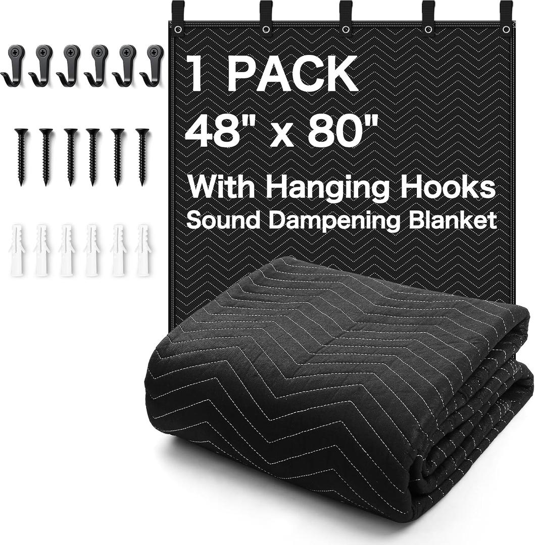 48"x 80" Sound Absorbing Studio Blanket Panel with Grommets for Wall Hanging,Extra Large Sound Dampening Blanket,Noise Cancelling Studio Acoustic Curtain/Light Blocker/Soundproof Moving Blanket