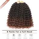 8 Packs 18 inch GoGo Curl Crochet Hair for Black Women Water Wave Curly Crochet Braiding Hair Ocean Wave Beach Curl Wavy Crochet Hair Extensions (Pack of 8, Ombre Brown)