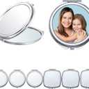 Jetec 6 Pcs Sublimation Blanks Compact Mirror Bulk Transfer Folding Pocket Makeup Double Sided Handheld Mirror Round Square Sublimation for Purse Travel