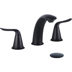 VXV Black Bathroom Faucet 3 Hole, 8 Inch Widespread Bathroom Sink Faucet for Lavatory Vanity with Pop-up Drain Matte Black