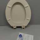 Angol Shiold Quiet-Close Molded Wood Toilet Seat with Non-Slip Adjustable Hinges, Anti-Pinch Bumpers, Easy Install & CleanBone, Elongated 18.5''