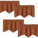 NICETOWN 18 Inch Length Small Valances for Basement Bathroom, 4 Panels Blackout Thermal Insulated Rod Pocket Short Window Valances for Kitchen/Office, 52W x 18L, Burnt Orange