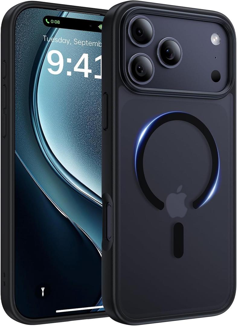 Magnetic for iPhone 17 Pro Case, [Anti-Slip] [Military-Grade Drop Protection] [Camera Protection] Skin-Friendly Slim Matte Shockproof Protective for iPhone 17 Pro Phone Case, Black