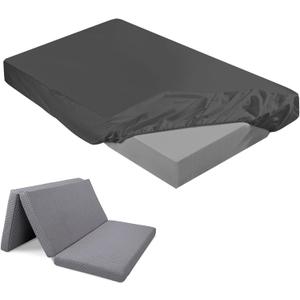 Breling Fitted Sheet (Sheet Only) Compatible with Milliard Trifold Mattress Folding Mattress Fitted Microfiber Bedsheet for Camp Bunk Rvs Bed (Full,4'',Dark Gray)