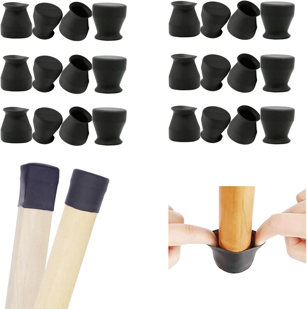 Non Slip Silicone Chair Leg Floor Protectors No Felt 0.8to1.3 Chair Leg Caps Bottom Small Furniture Table Feet Covers for Hardwood Floors Prevent Scratches No Noise Round Square,24 PCS (Black (Anti-slip))