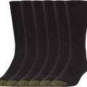 GOLDTOE Men's Harrington Crew Socks, Multipairs (Large, Black (6-pairs))