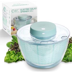 COOK WITH COLOR Electric Salad Spinner, Round 4.5L Capacity  Fast Drying & Easy Spin for Fresh Greens, Green