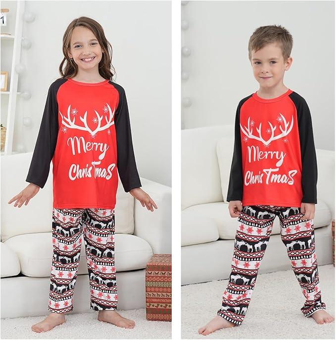 Family Matching Christmas Pajamas Set, Cute Elk Sleepwear for Boys Girls Dad Mum, 6T