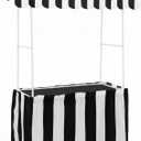 Colingmill Carnival Tablet Tent Kit Circus Party Decoration Include Tabletop Hut, Tent Canopy, Stripe Table Skirts, Tablecloth for Carnival Party Supplies Decorations(Black and White)