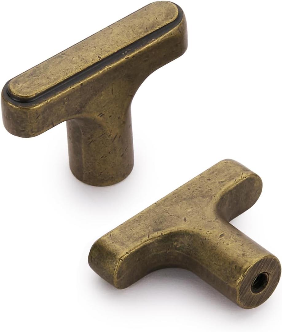 Lardmon 10 Pack Antique Brass Cabinet Knobs Rectangle Drawer Knobs Modern Single Hole Cabinet Pulls Solid Cabinet Handles Drawer Pulls Heavy Duty Kitchen Cabinet Hardware for Dresser Cupboard Wardrobe