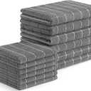 Homaxy Microfiber Kitchen Towels and Dishcloths Set, 12 Pack Soft and Absorbent Dish Hand Towels Bulk, 28 x 16 Inch & 12 x 12 Inch Quick Drying Rags for Washing Dishes, Grey