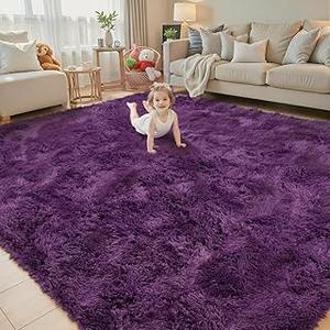 8x10 Area Rugs for Living Room Bedroom, Large Area Rug Shaggy Carpet Soft Plush Furry Bedside Rug, Rugs for Home Decor (Grape Purple, 8 x 10)