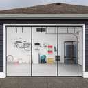 HBlife Garage Screen Doors for 1 Car Garage,10x9FT Fiberglass Magnetic Garage Door Screen, Hands Free Retractable Garage Net Screen Door Mesh with 6 Roll Up Starps and 30 Magnets for Patio, Gym, Porch