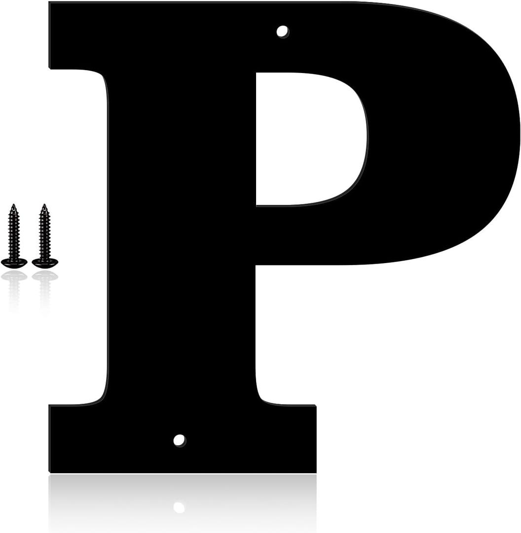 10 Inch Metal House Numbers, House Address Letters and Numbers for Outside Signs, Metal Letters Door Numbers Signage Street Address Plaque for Garden Door Mailbox Decor (Letter P)