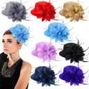 Suncalla 8 Pack Derby Fascinator Hats for Women Bulk, Pillbox Tea Party Headbands for Horse Racing, Church Favors