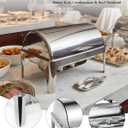 13QT Roll Top Chafing Dishes for Buffet: Catering Food Warmer for Parties, Wedding, Birthday, Christmas, 1 Full Size & 2 Half-Size & 3 1/3 size Chafing Server Dish, 1 Water Pan