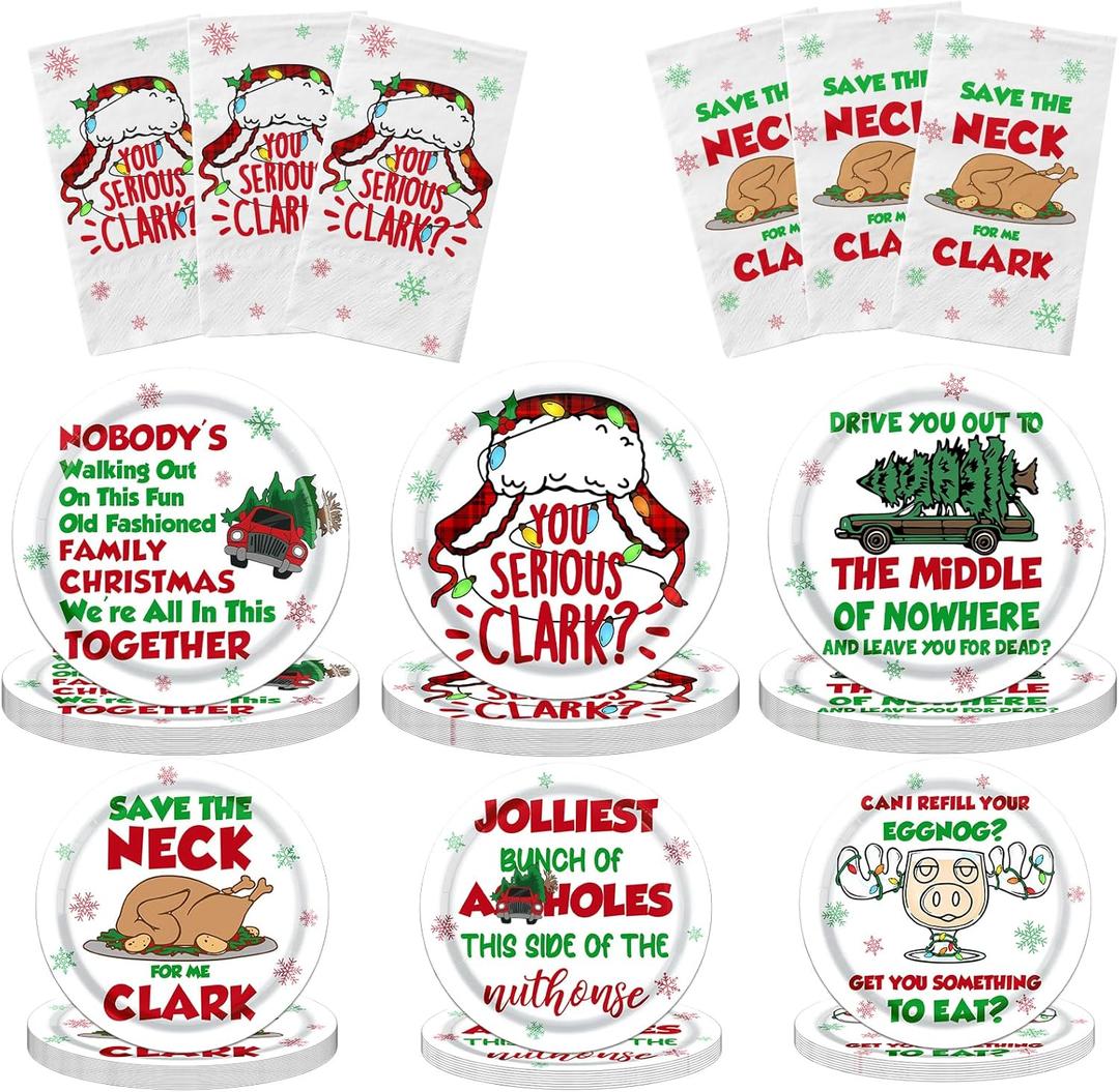 Christmas Vacation Party Decorations Tableware,Christmas Vacation Plates and Napkins for Xmas Winter Holiday Christ mas Party Decorations