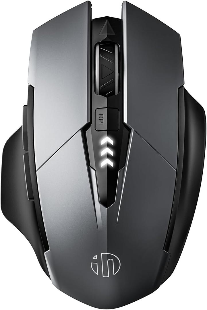 INPHIC Bluetooth Mouse Wireless, Tri-Mode, Upgraded Visible Battery, 2400 DPI, Silent Ergonomic Computer Mice, Mac, PC etc.-Gray