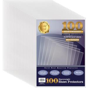 GOLD SEAL No Holes Sheet Protectors, Bulk Pack, Letter Size (8.5 x 11 Inch), Heavyweight Clear View Sheet Protectors, Top Loading, Document Protectors, Artwork Protectors,(100 Pack)