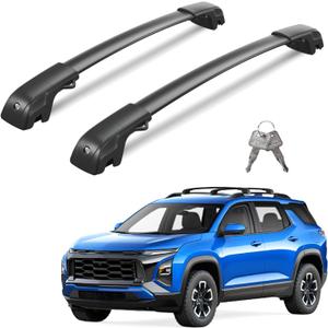 220lbs Roof Rack Cross Bars Compatible with 2025 2026 Chevy Chevrolet Equinox with Raised Side Rails (Not for EV), Lockable Heavy Duty Aluminum Roof Rails Crossbars Cargo Black Rooftop.