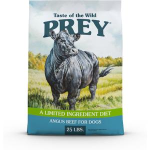 Taste of The Wild Prey Real Meat High Protein Angus Beef Limited Ingredient Dry Dog Food Grain-Free Recipe Made with Real Pasture-Raised Beef and Probiotics for All Life Stages 25lb (25 Pound (Pack of 1)) Best By: Jan 09, 2026