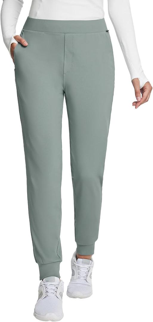 baleaf Women's Fleece Lined Pants Joggers Water Resistant Zipper Pockets Winter Thermal Golf Pants Cold Weather Gear (Large, Gray)