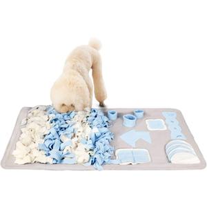 Snuffle Mat for Small Large Dogs Nosework Feeding Mat (23.6" x 39.4") Easy to Fill and Machine Washable Training Mats Pet Activity/Toy/Play Mat, Great for Stress Release - M (Grey)