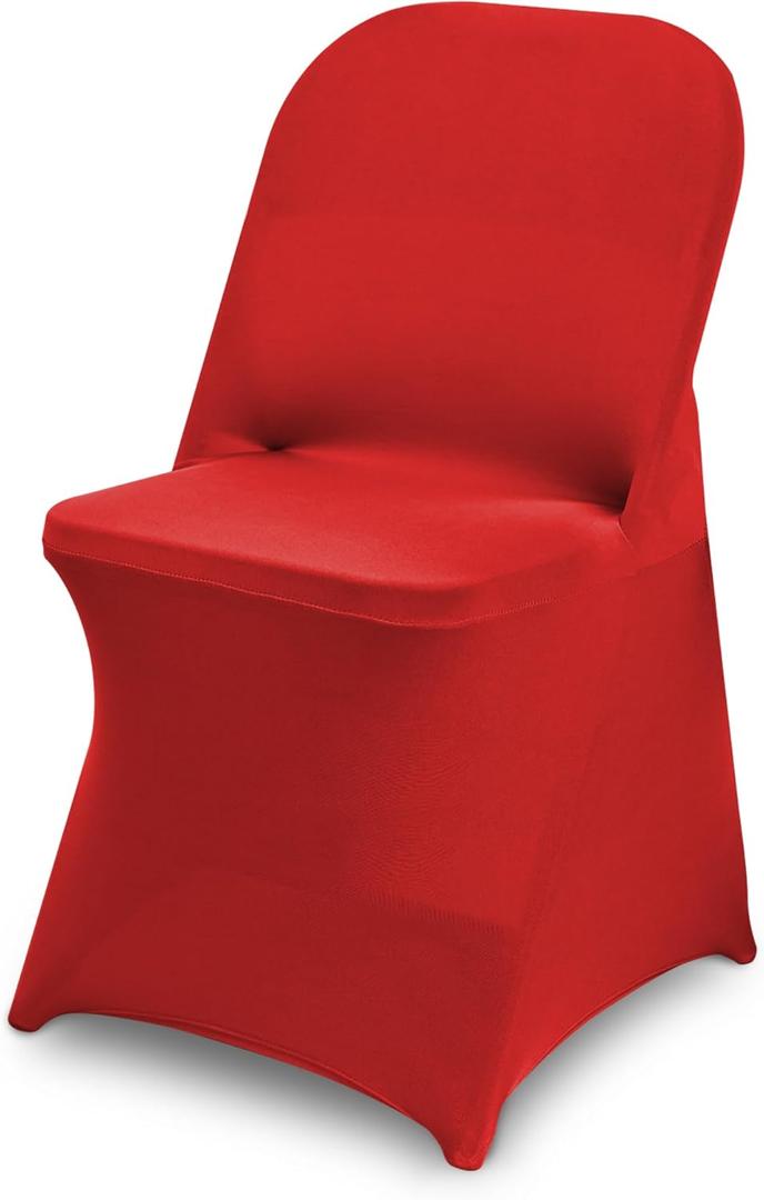 10 Packs Red Spandex Stretch Folding Chair Covers for Wedding Party,Universal Fitted Washable Dining Seat Slipcovers Protector Decoration for Holiday Banquet Birthday Celebration Event