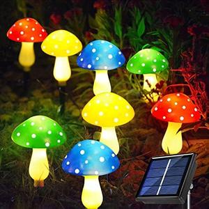 Windpnn 8-Pack Solar Mushroom Lights for Garden Decor, 8 Modes Waterproof Outdoor Garden Mushroom Lamp, Multi-Colored Solar LED Fairy Lights for Christmas Halloween Yard Lawn