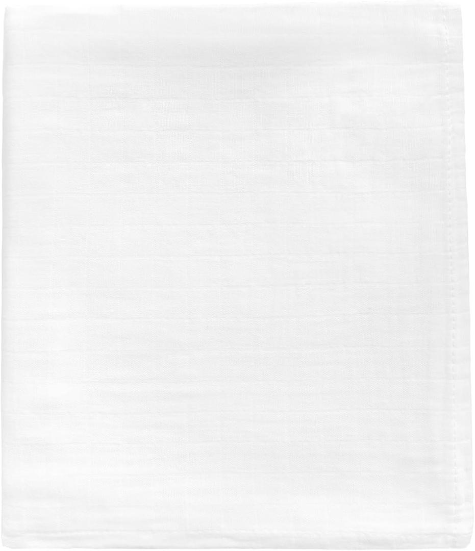 Muslin Newborn Baby Swaddle Blanket 43.5 x 47 inches(110x120cm) Unisex Swaddling Wrap Soft Silky Muslin Swaddle Blankets Neutral Receiving Blanket for Newborn Babies Boys and Girls Large White