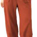 AlvaQ Womens Plus Size Pants Casual Loose High Elastic Waist Wide Leg Palazzo Capri Harem Sweatpants with Pockets S