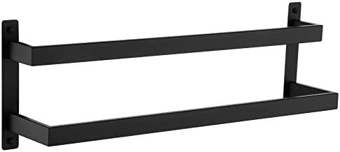KOKOSIRI Towel Bars Black Bath Towel Holders 20 Inches Bathroom 2-Tiers Ladder Towel Rails Wall Mounted Towels Shelves Rack Stainless Steel, B5008BK-L20