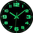 12 Inch Wooden Black Wall Clocks Battery Operated Glow in The Dark Wall Clock Silent Non Ticking Large Luminous Digital Neon Lighted Up Analog Clock for Bedroom Living Room Office Kitchen Bathroom