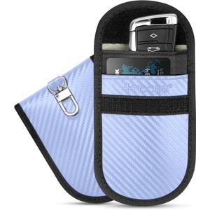TICONN 2PK Faraday Bags for Car Keys Fob, 3.5"X5.0" Faraday Cage Protector, Car RFID Signal Blocking, Anti-Theft Pouch Anti-Hacking Case Blocker (Blue, M)