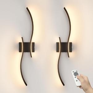 VOLISUN Battery Operated Wall Sconces Set of Two, 27.6 inch Wireless Wall Sconces, 3000K-6500K Dimmable Wall Lamps with Remote, Rechargeable Black Wall Lights for Living Room, Hallway, Bedroom